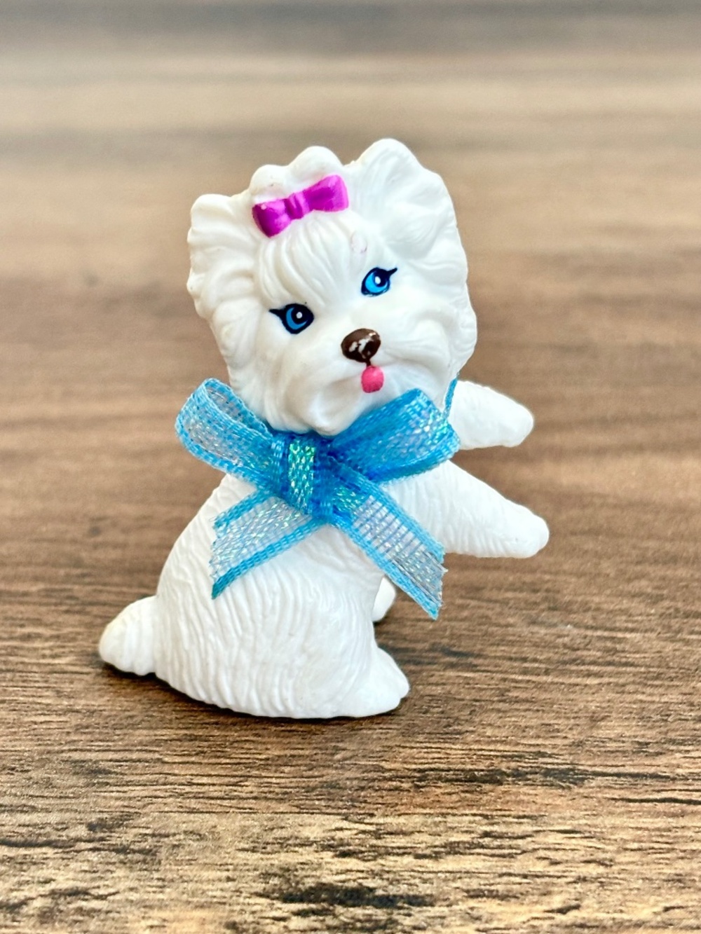 VINTAGE 1991 Barbie Skipper Pet Pals Westie Puppy Dog White Terrier Blue Bow Toy